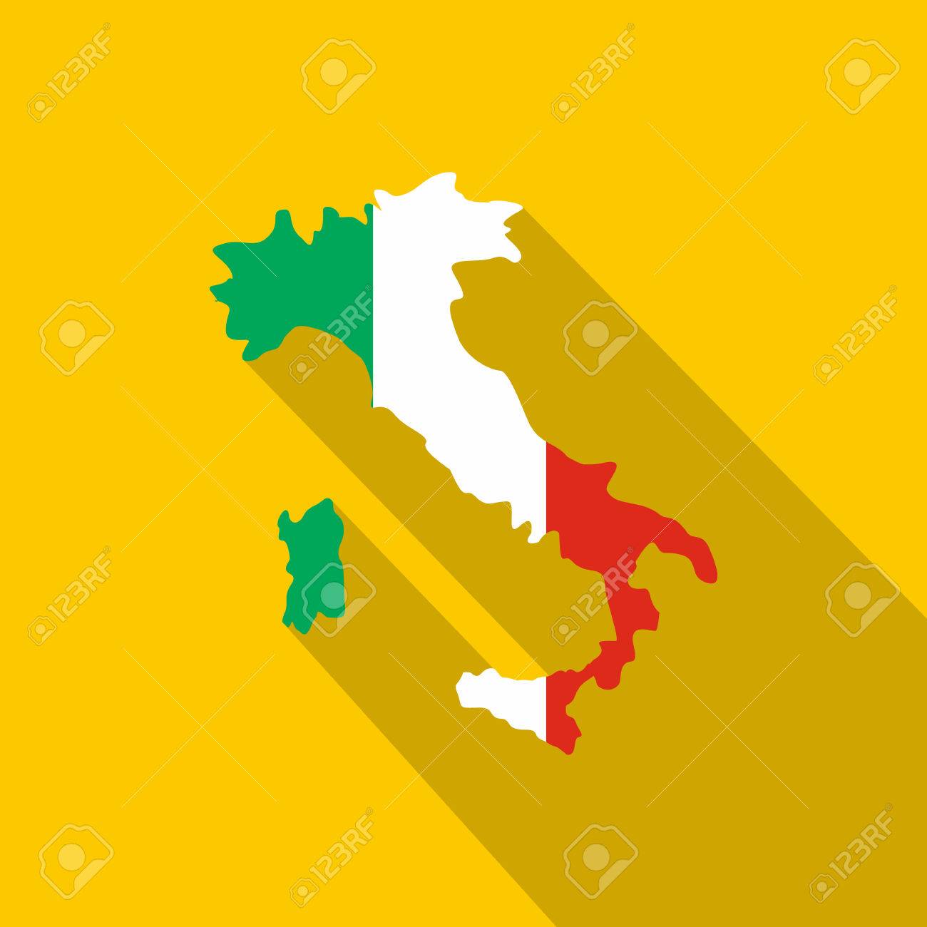 国旗の色アイコンのイタリアの地図 黄色の背景に分離された Web のイタリア地図ベクトル アイコンのフラット イラストのイラスト素材 ベクタ Image 国旗の色アイコンのイタリアの地図 黄色の背景に分離された Web のイタリア地図ベクトル アイコンのフラット イラストのイラスト素材 ベクタ Image
