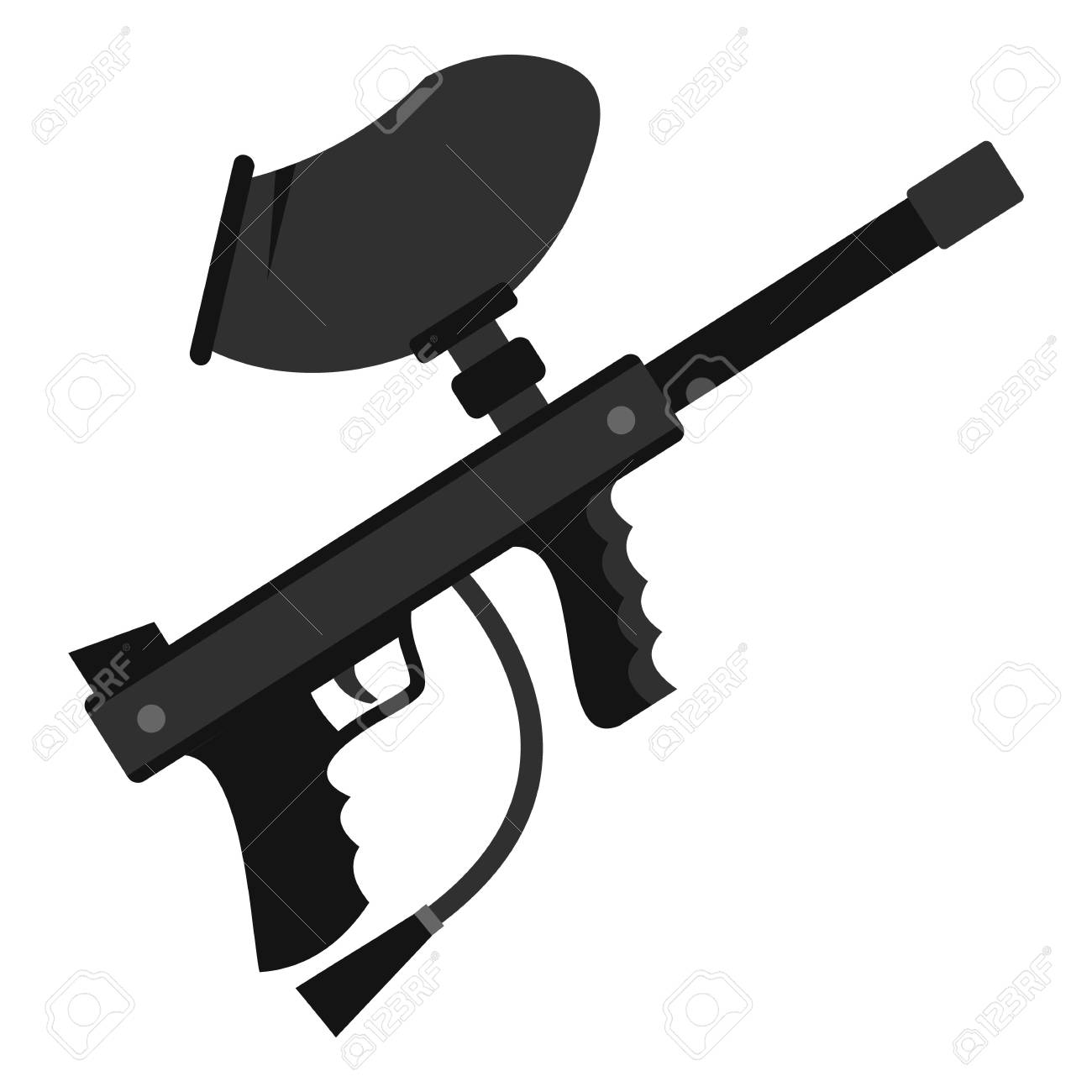 paintball marker gun icon flat illustration of paintball marker
