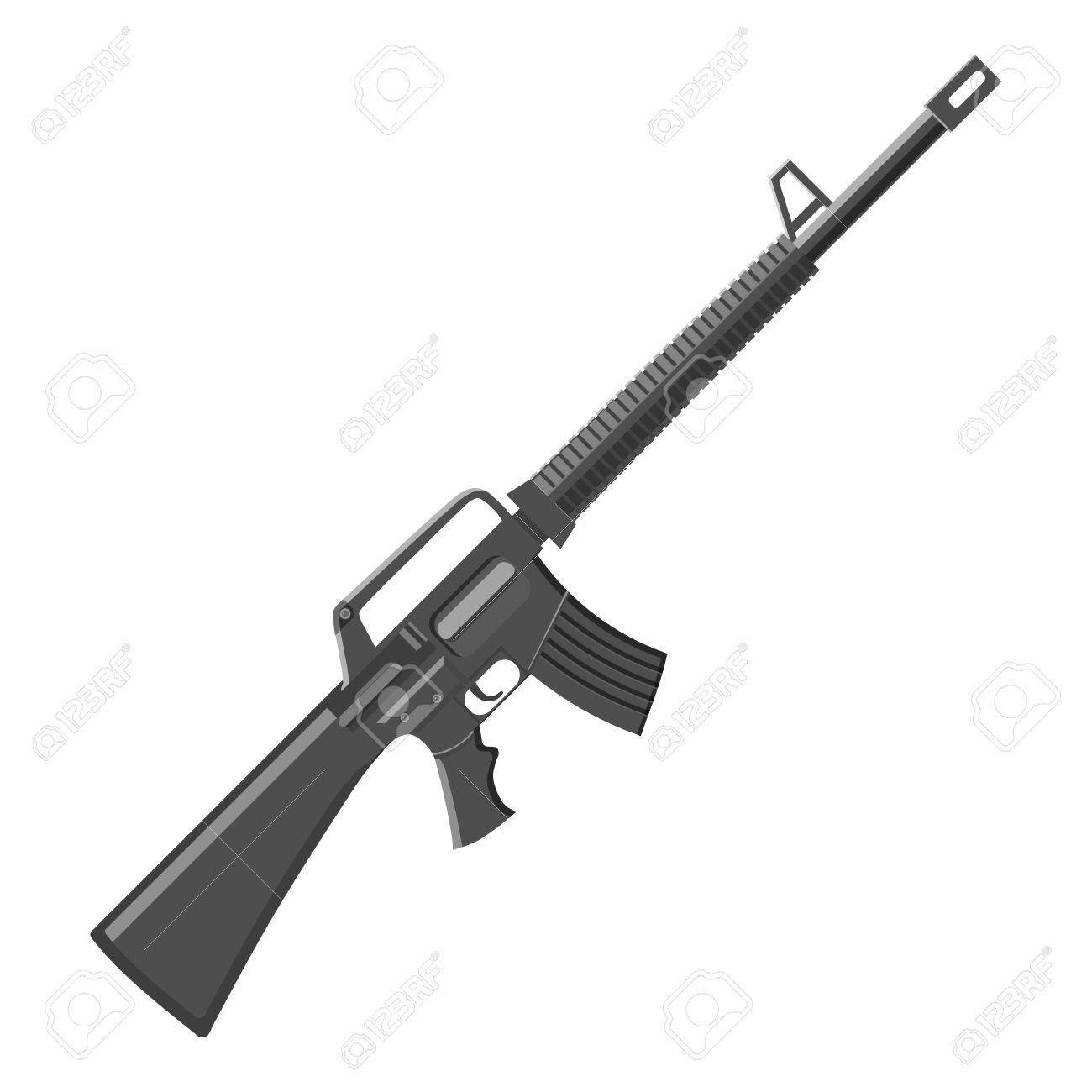 軍のライフルのアイコン Web の軍用ライフル ベクトル アイコンの灰色のモノクロ イラスト のイラスト素材 ベクタ Image 6722