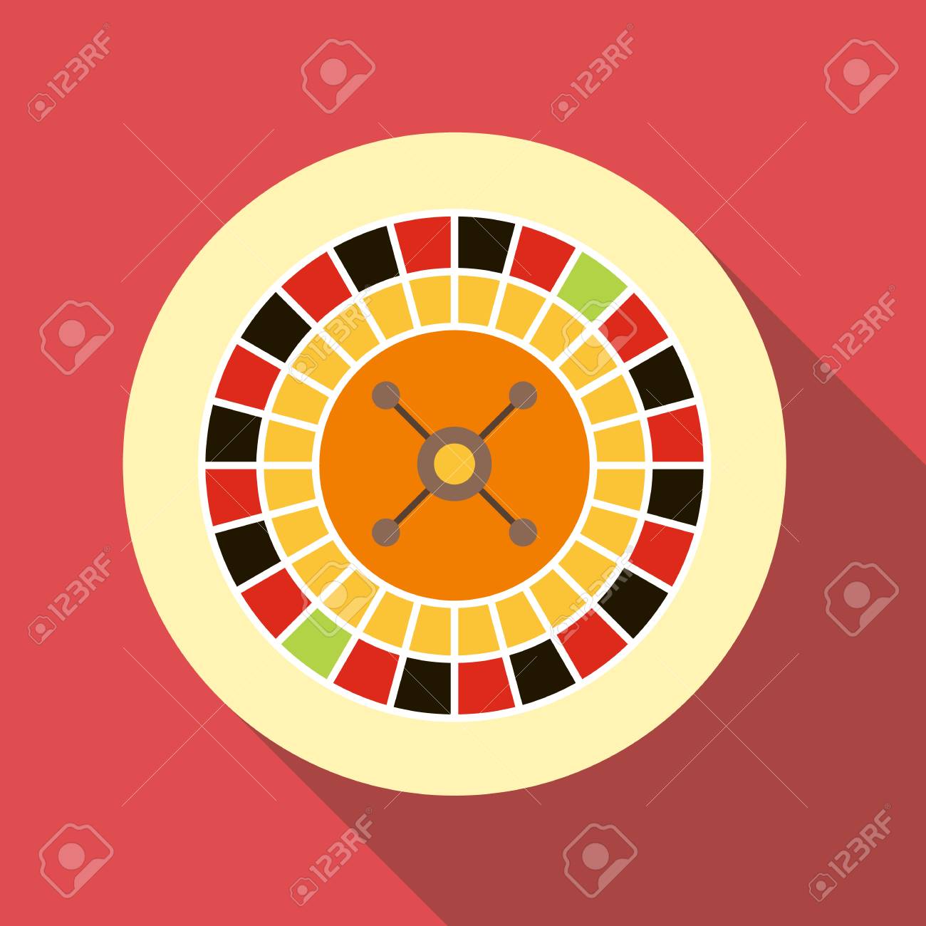 カジノのルーレットのアイコン。Web のカジノ ルーレット ベクトル アイコンのフラットの図のイラスト素材・ベクター Image 67252265