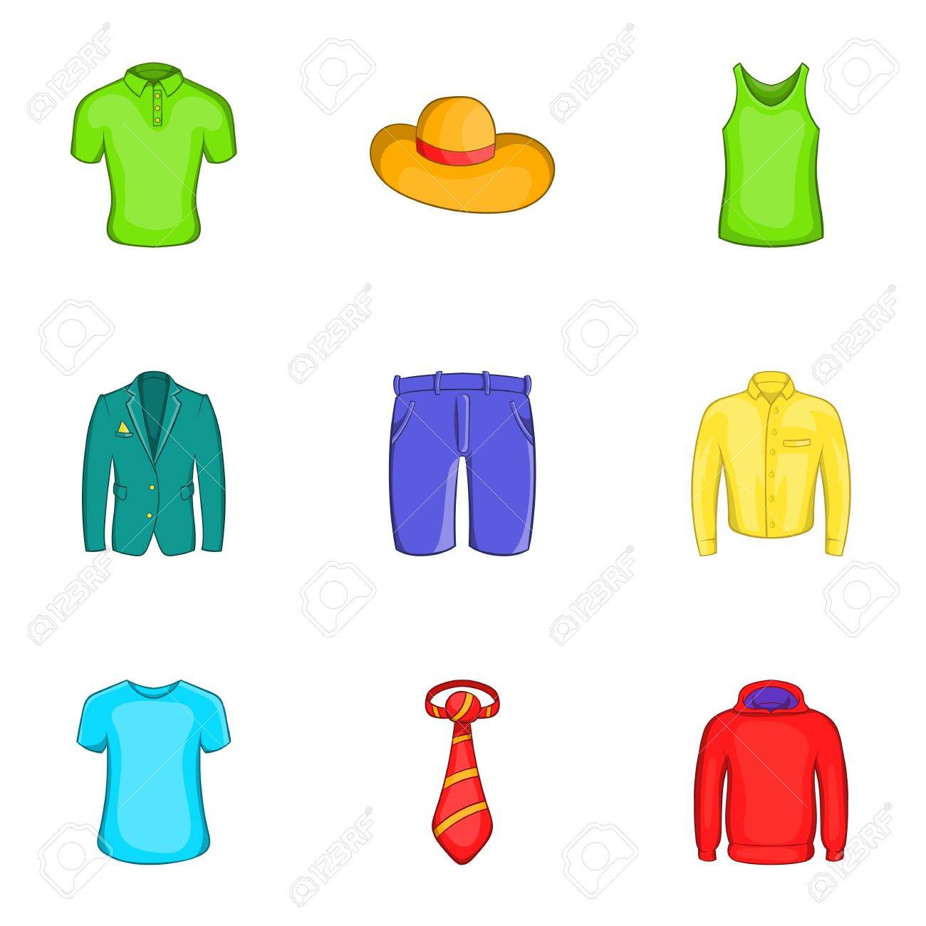 different clothes icons set cartoon illustration of 9 different