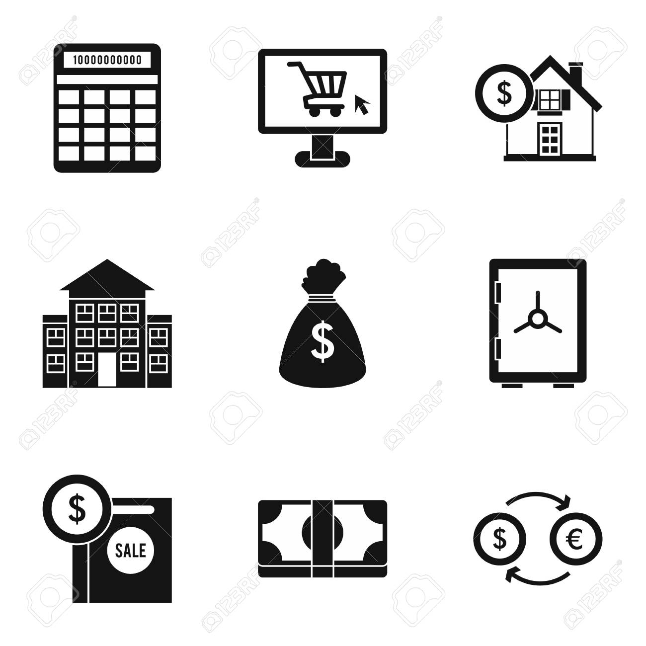 資金のアイコンを設定します。9 資金調達 Web のベクトルのアイコンのシンプルなイラストのイラスト素材・ベクター Image 66926376