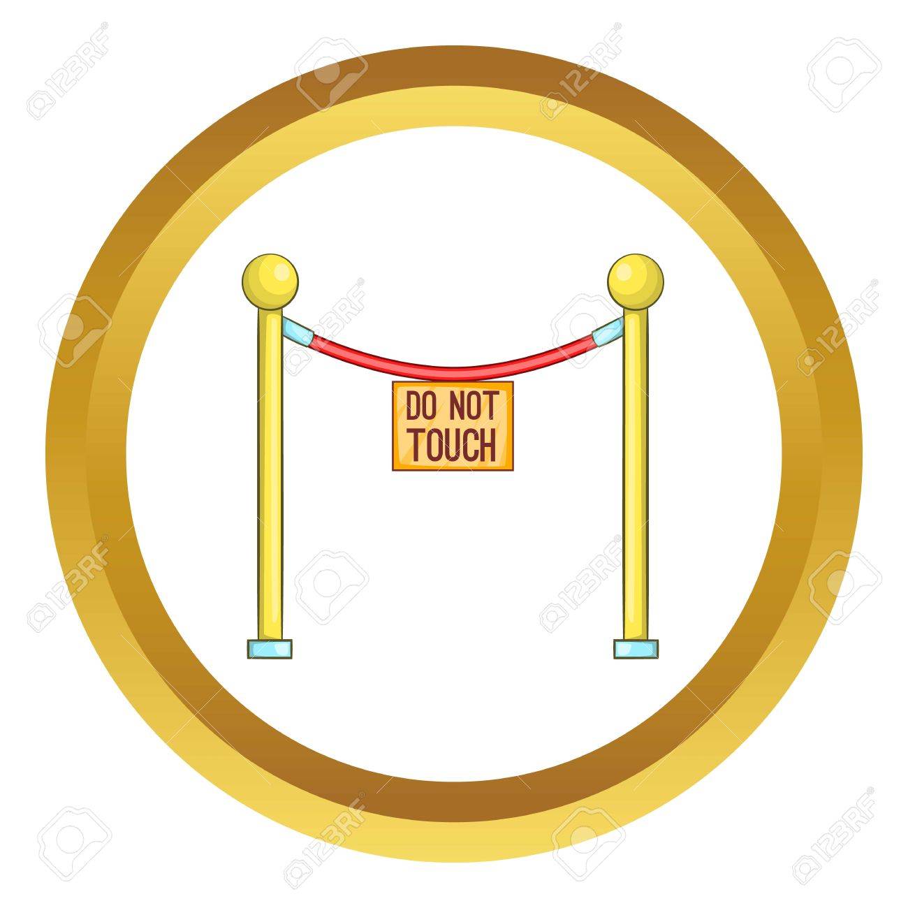 Red Rope Barrier With Sign Do Not Touch Vector Icon In Golden Royalty Free Cliparts Vectors And Stock Illustration Image 69447997