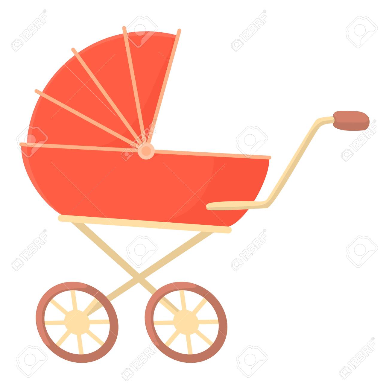 Icono del cochecito de bebé de color rojo. Ilustración de dibujos animados de cochecito de bebé del vector del icono de color rojo para la web Icono del cochecito de bebé de color rojo. Ilustración de dibujos animados de cochecito de bebé del vector del icono de color rojo para la web