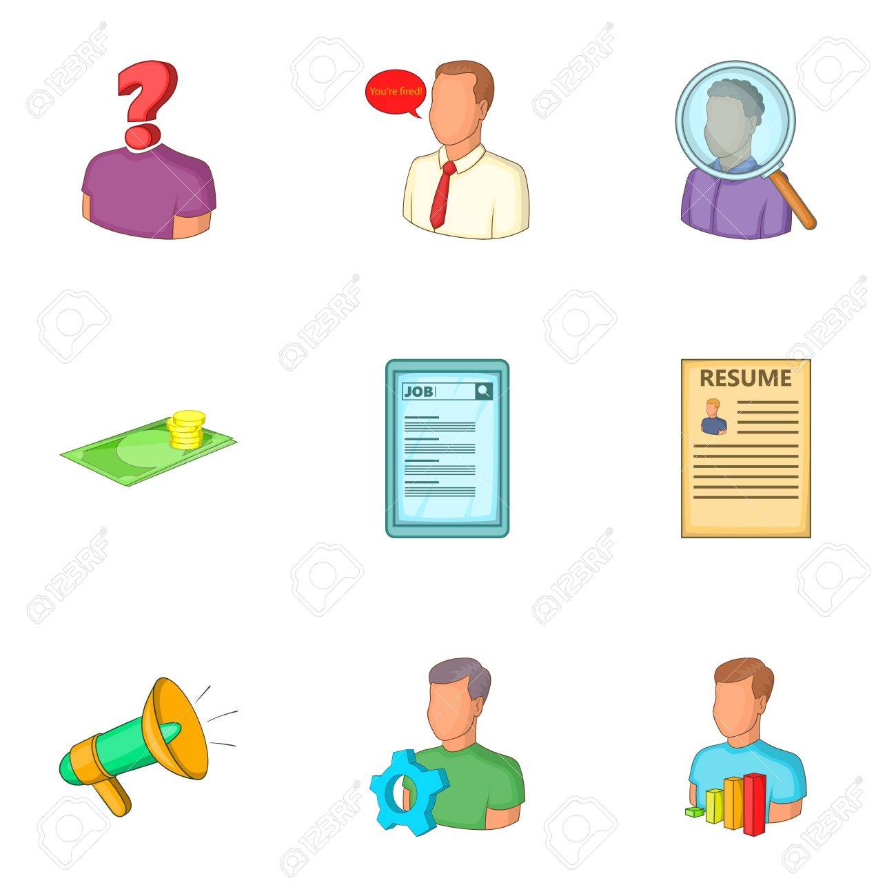 ハローワークのアイコンを設定します 9 雇用庁のベクトルのアイコン Web 漫画イラスト のイラスト素材 ベクタ Image