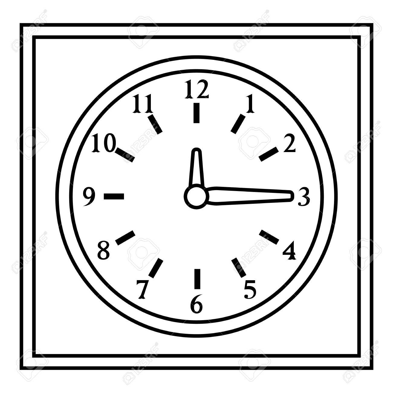 Square Wall Clock Icon Outline Style Royalty Free Cliparts Vectors And Stock Illustration Image 70058763