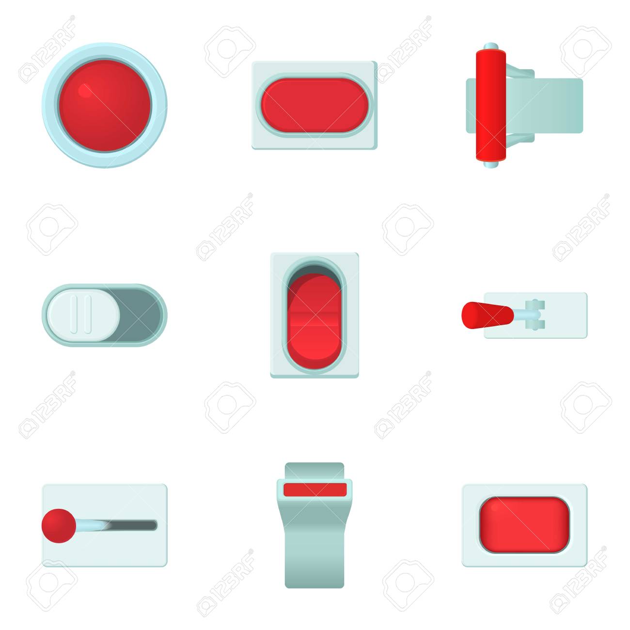 button icons set cartoon