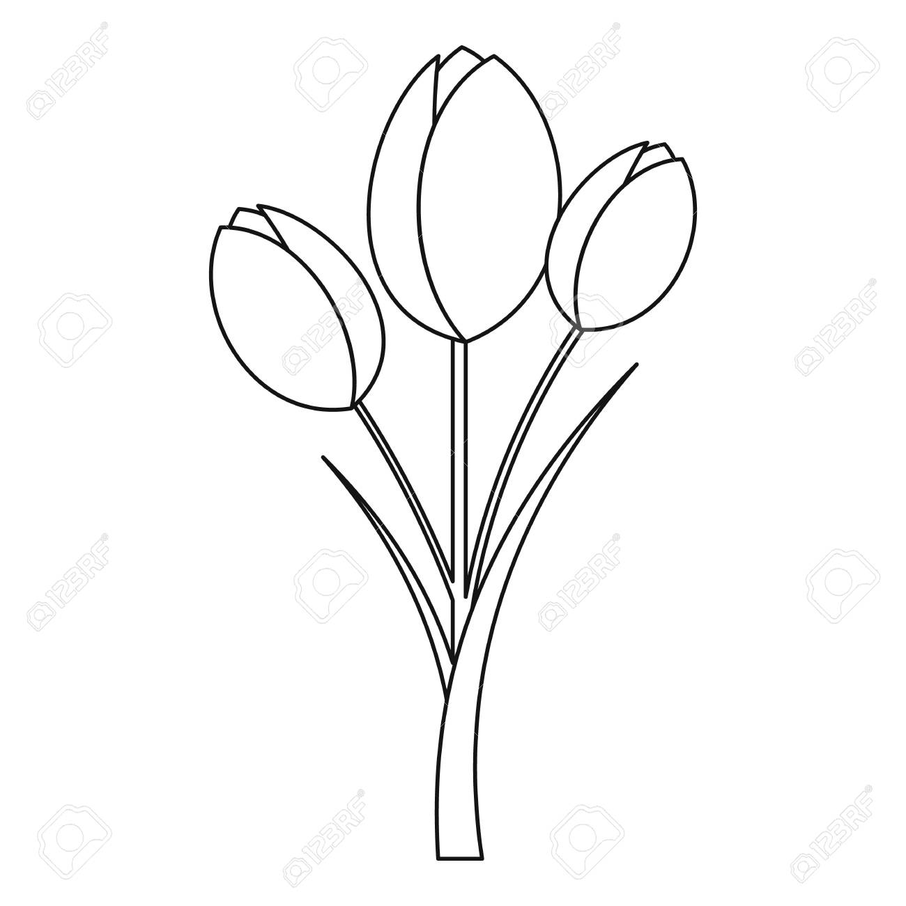チューリップ アイコン アウトラインのスタイル のイラスト素材 ベクタ Image