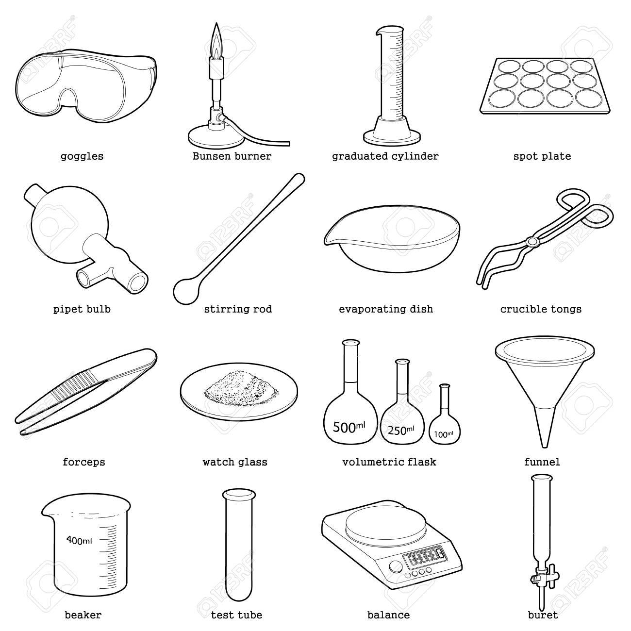 chemical laboratory tools icons set outline style royalty free laboratory tools