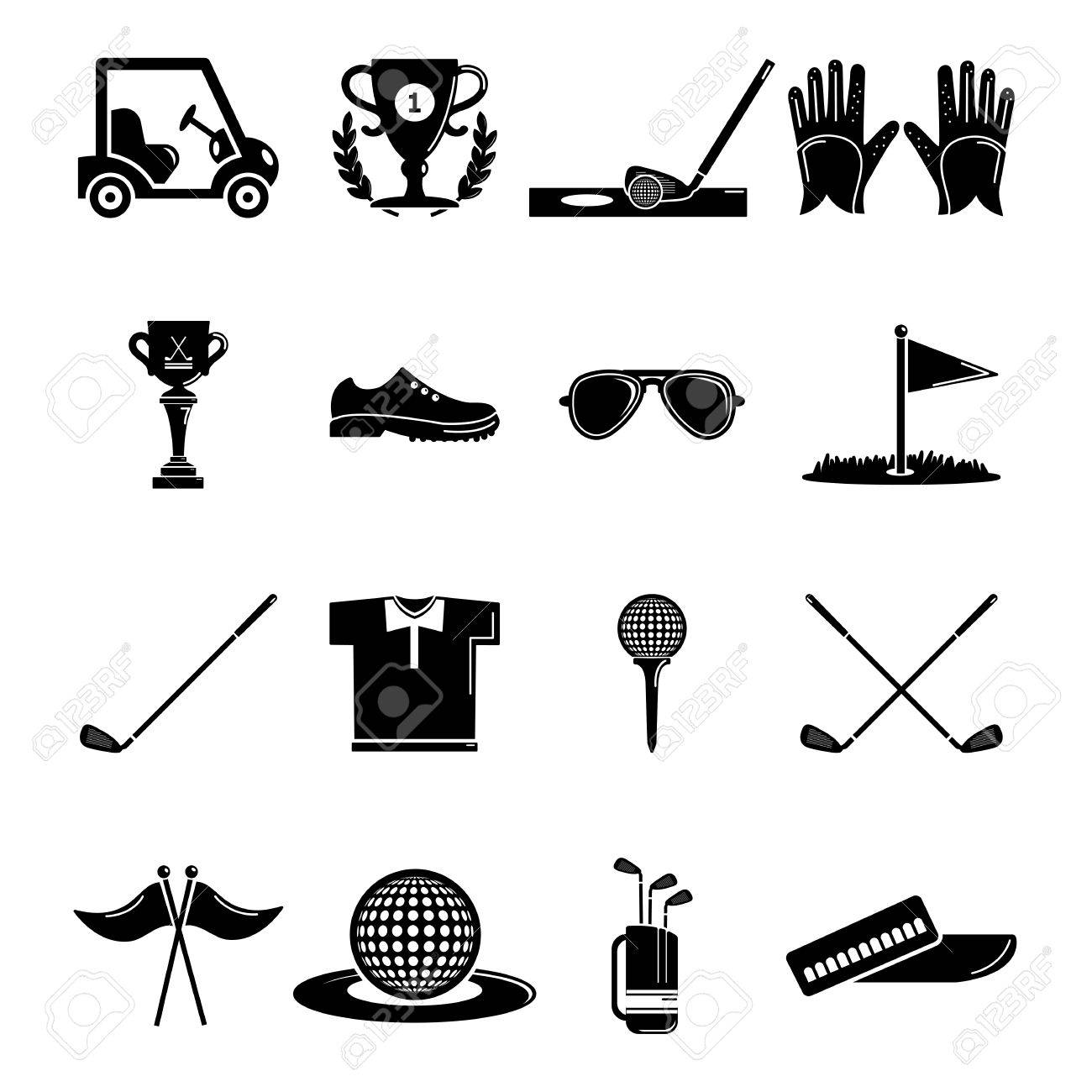 golf icons set symbols simple illustration of 16 golf symbols