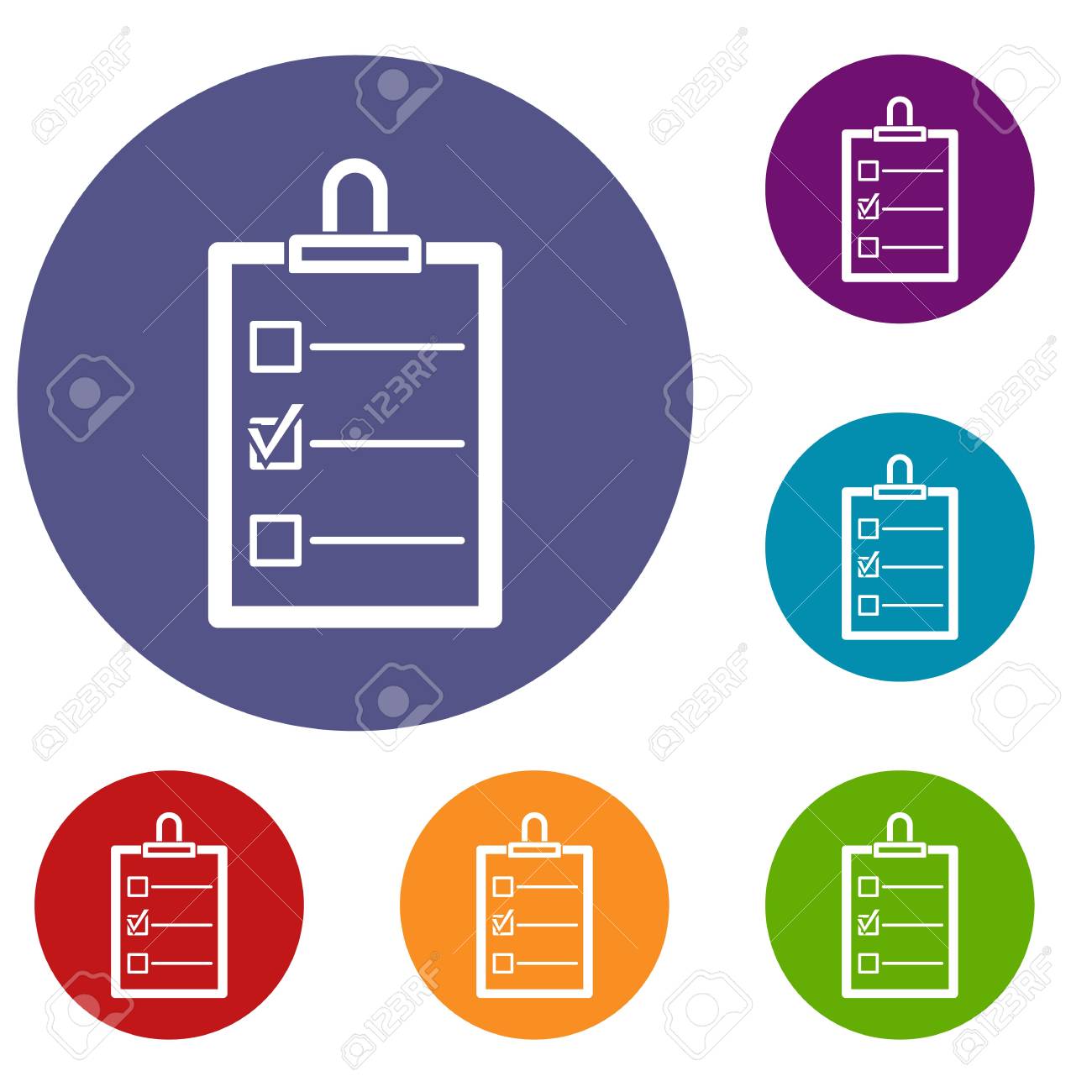 to do list icons set in flat circle red blue and green color