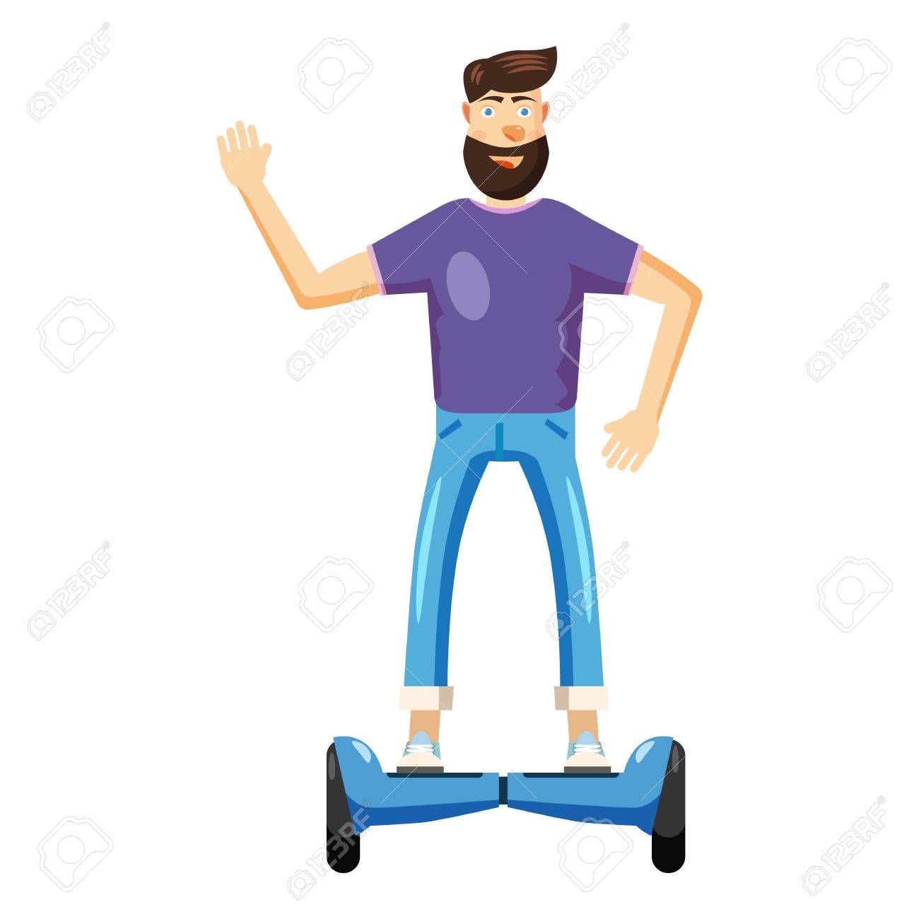 人間乗馬ホバーボード アイコン Web デザインのホバーボード ベクトル アイコンに乗って男の漫画イラストのイラスト素材 ベクタ Image