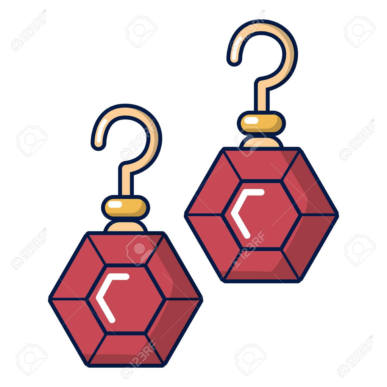 Pendientes Con Icono De Rubíes, Estilo De Dibujos Animados Ilustraciones Svg, Vectoriales, Art Vectorizado Libre De Derechos. Image 83207111.
