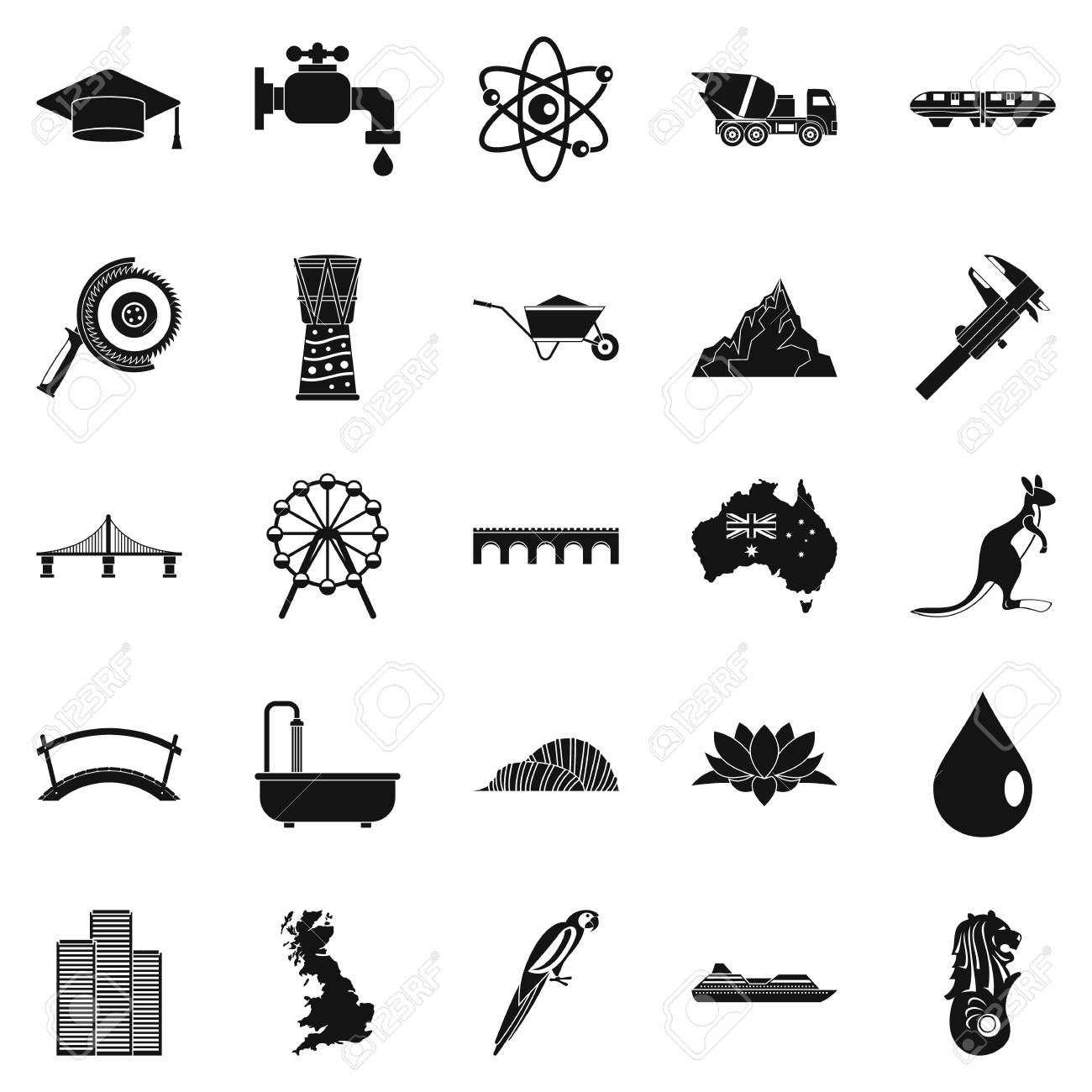 踏切アイコン セット シンプルなスタイルのイラスト素材 ベクタ Image 83396840