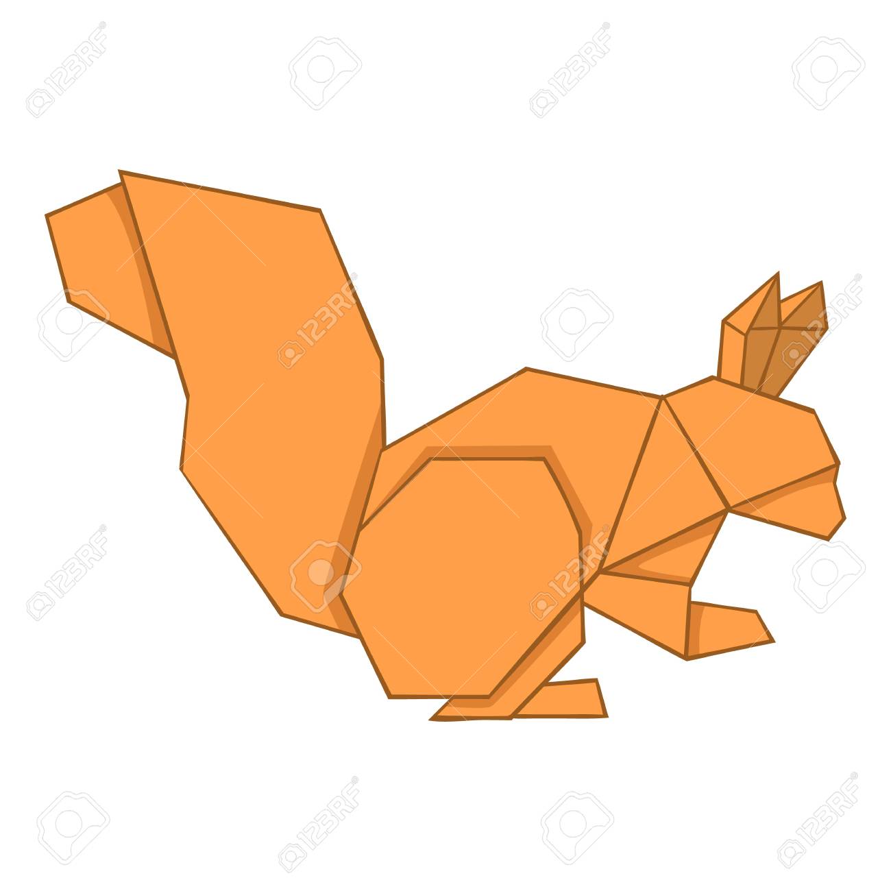 Origami Squirrel Icon Cartoon Style