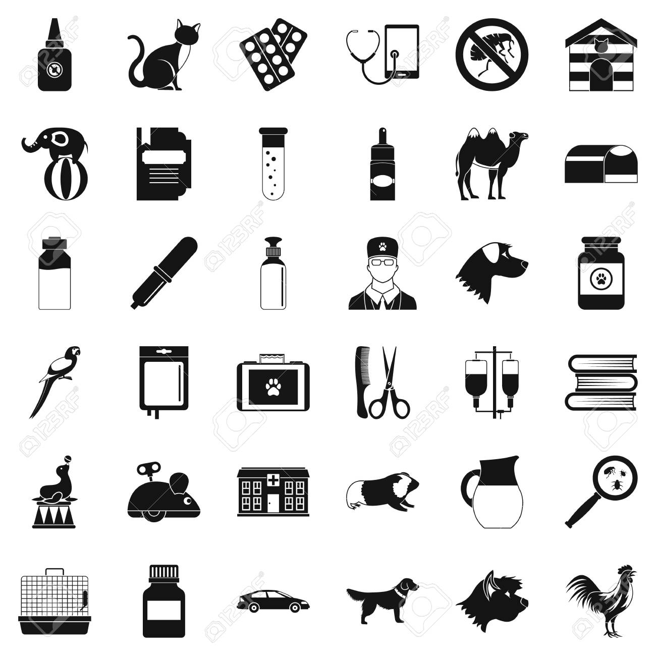 獣医の医者のアイコンを設定します 36 獣医医師のベクトルのアイコン Web は 白い背景で隔離のためのシンプルなスタイル のイラスト素材 ベクタ Image