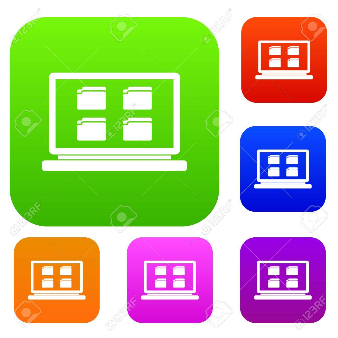 デスクトップは 別の色分離ベクトル図でアイコンを設定します プレミアム コレクションのイラスト素材 ベクタ Image 0211