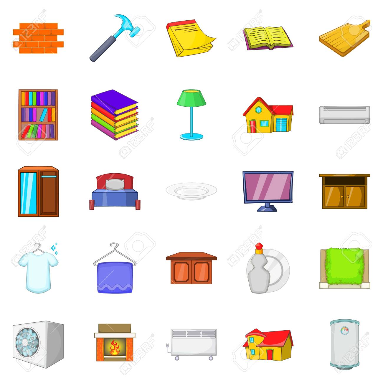 Handy Icons Set Cartoon Set Of 25 Handy Vector Icons For Web Isolated On White Background Royalty Free Cliparts Vectors And Stock Illustration Image 83981218