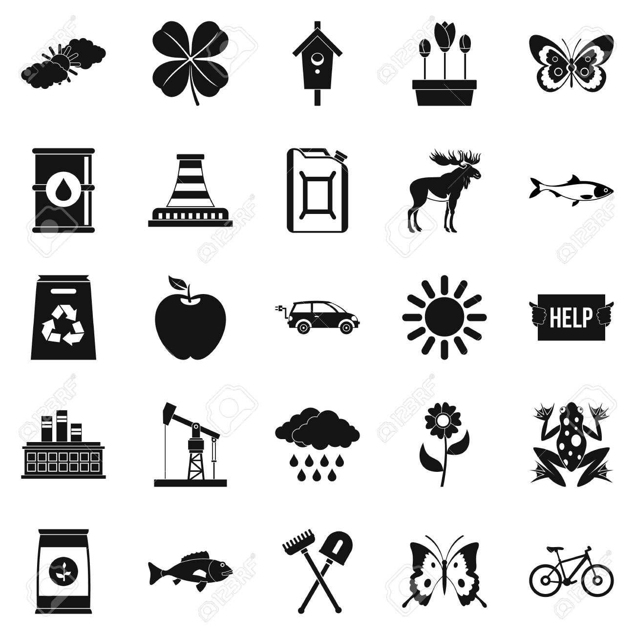 Natural Resources Icons Set Simple Style Royalty Free Cliparts Vectors And Stock Illustration Image 84206540