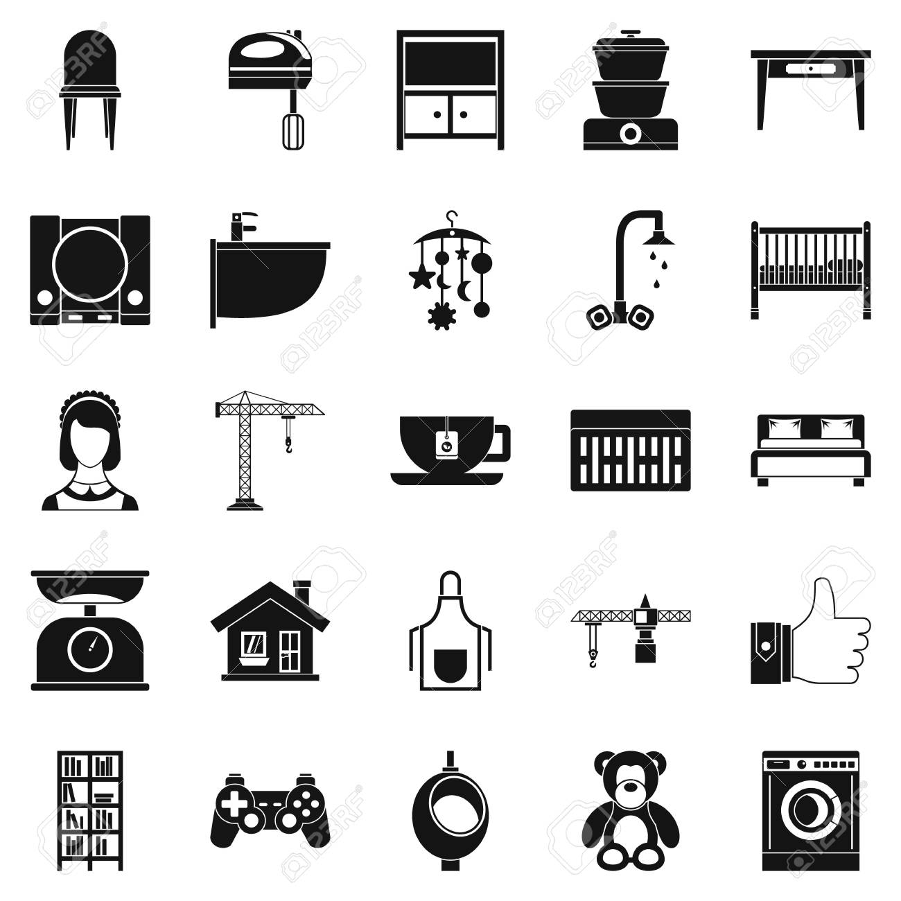 茶屋のアイコンを設定します 単純な Web は 白い背景で隔離のための 25 の茶屋ベクトルのアイコンのセットのイラスト素材 ベクタ Image 84143975