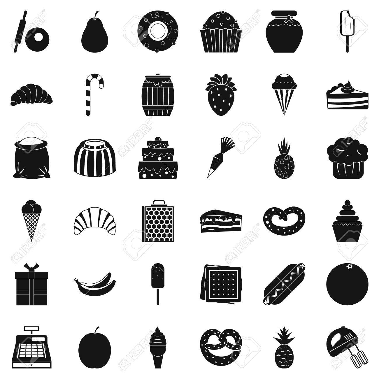 お菓子のアイコンを設定 シンプルなスタイルのイラスト素材 ベクタ Image