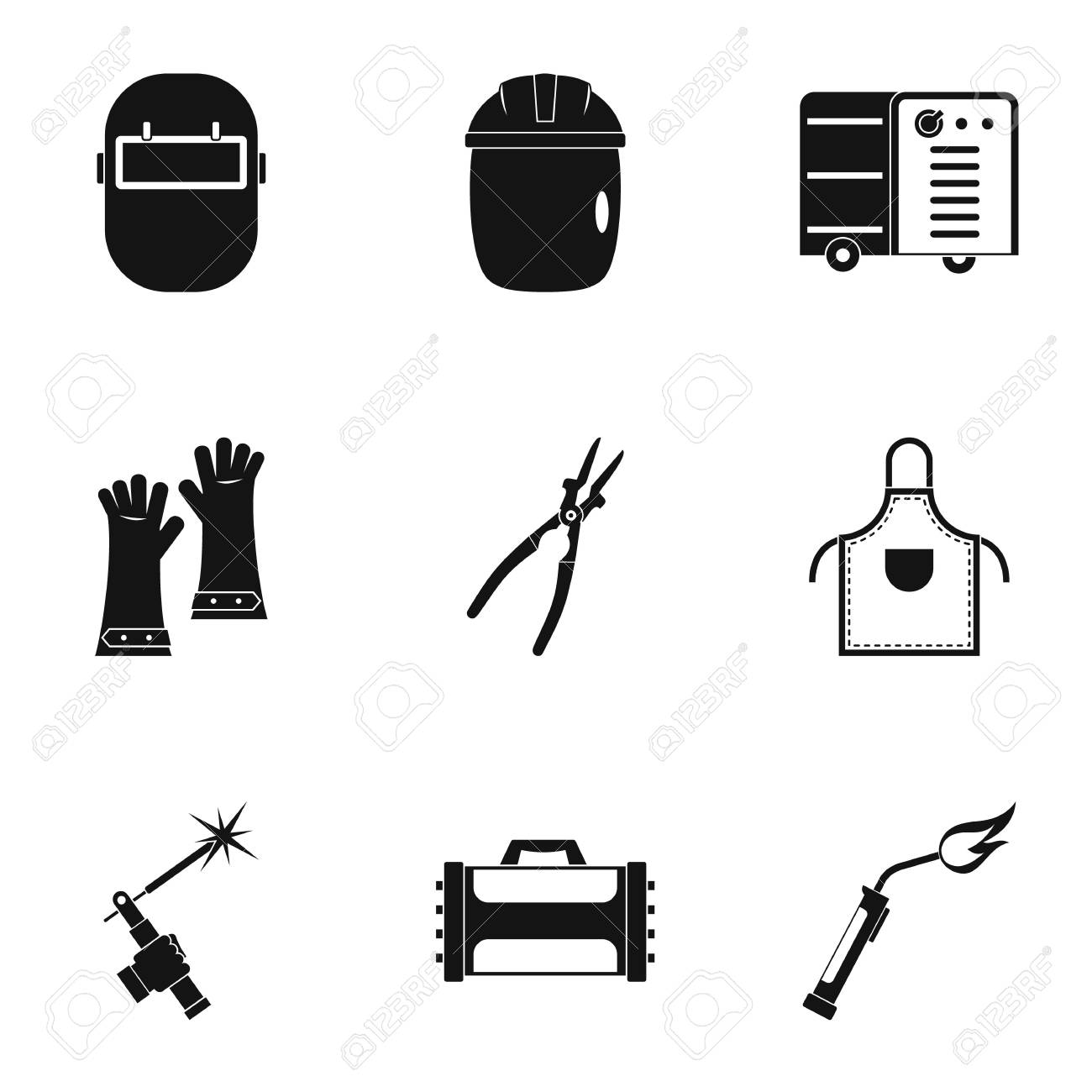 Ensemble D Icones De Materiel De Soudure Style Simple Clip Art Libres De Droits Vecteurs Et Illustration Image 84286488