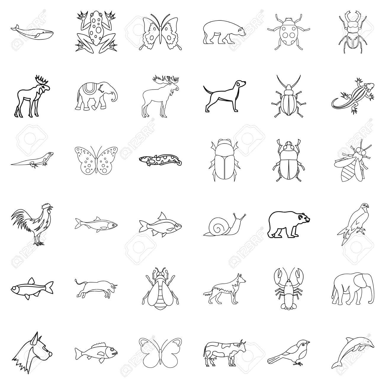 Animal Icons Set. Outline Style Of 36 Animal Vector Icons For Web Isolated  On White Background Royalty Free SVG, Cliparts, Vectors, and Stock  Illustration. Image 84324946.
