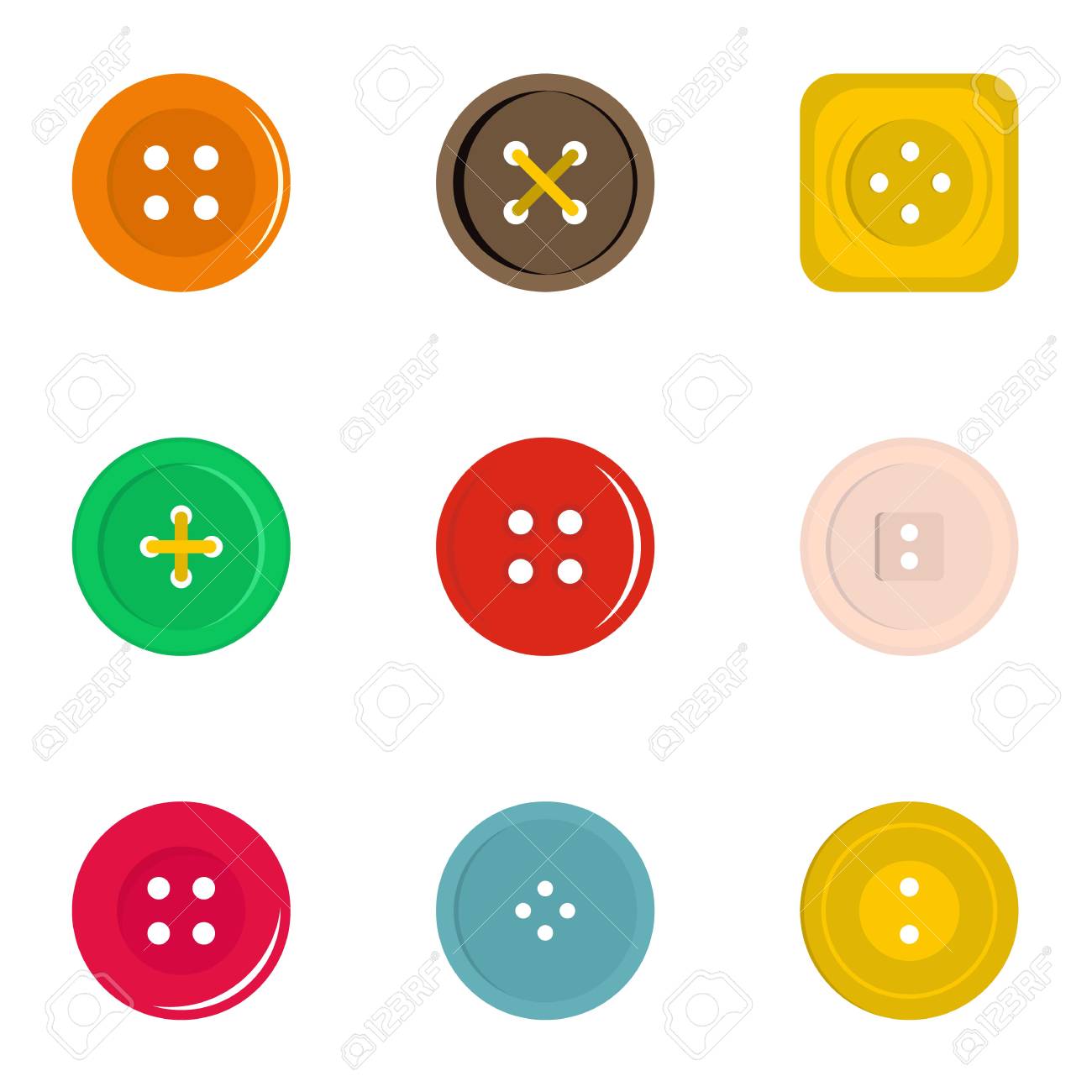 clothes button icon set