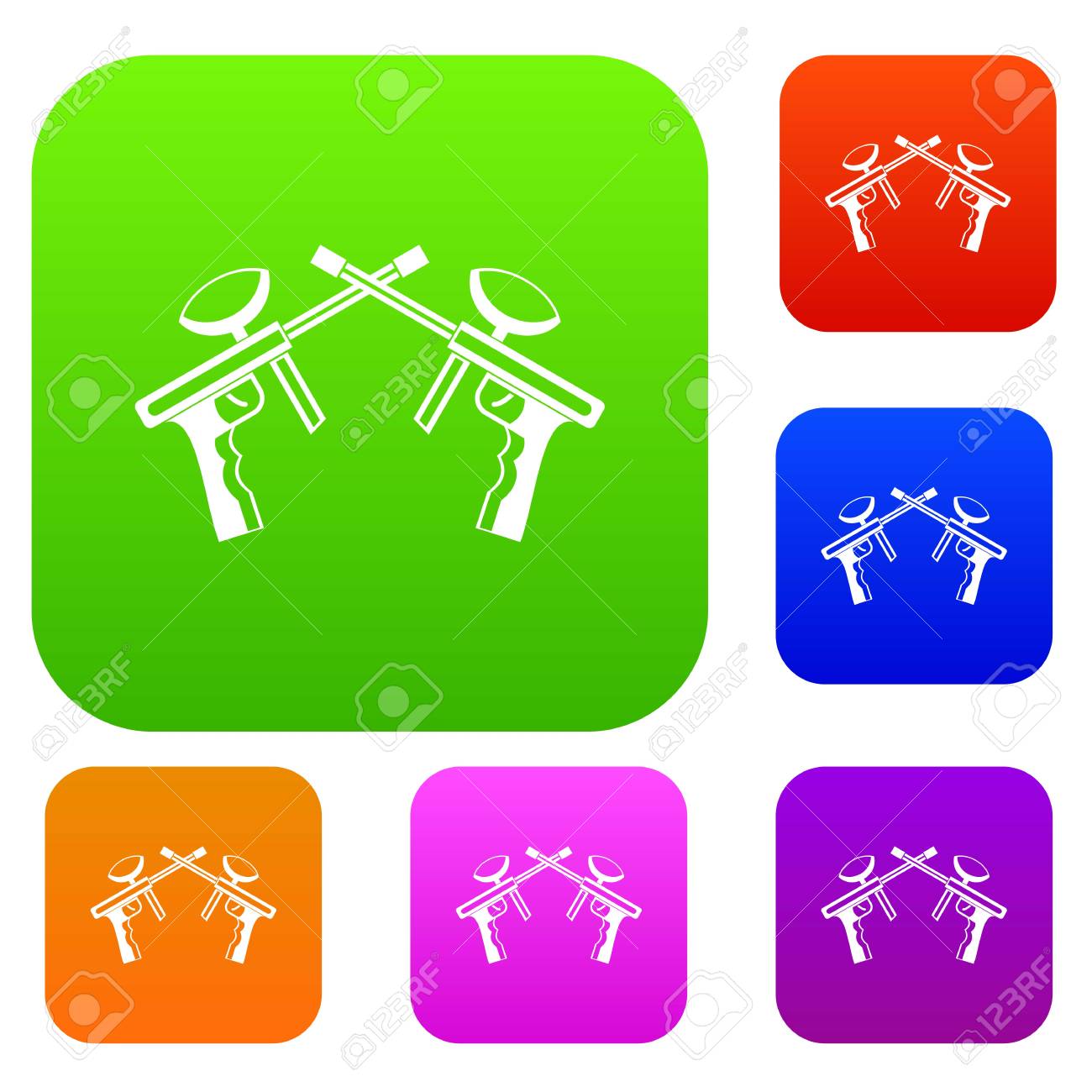 paintball guns set icon