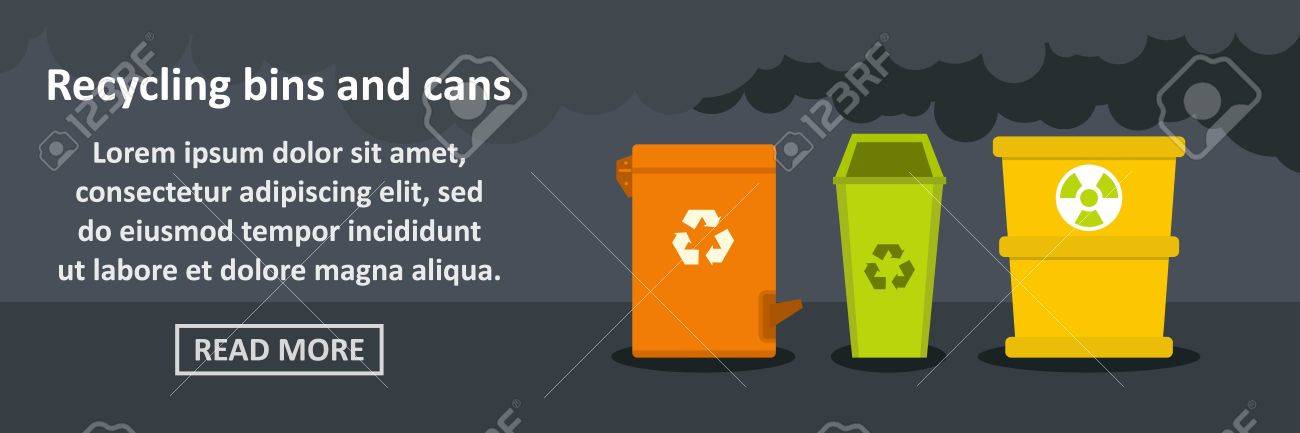 concept of recycling bins and cans banner for flyer template royalty