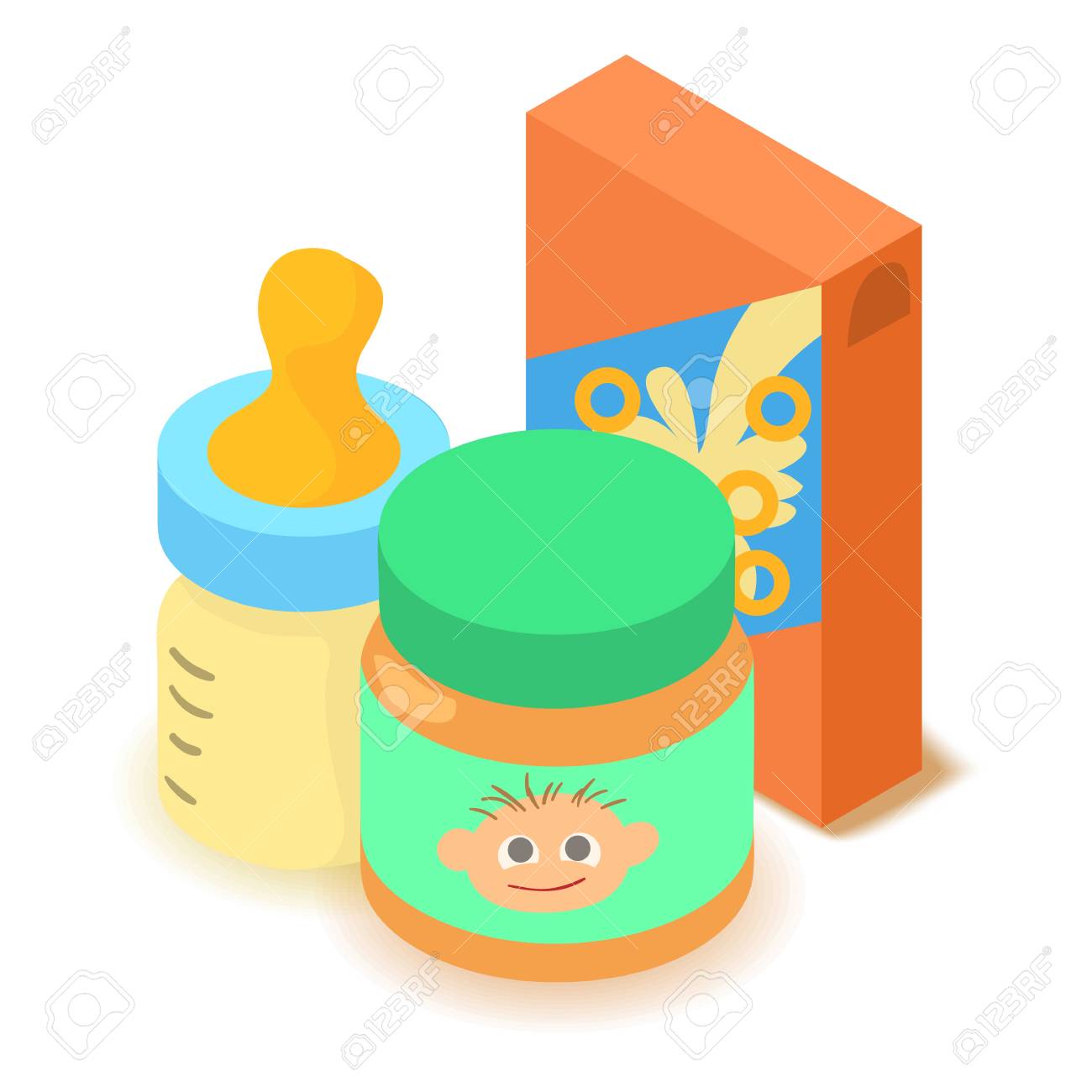 Icone De La Nourriture Pour Bebes Style 3d Isometrique De Dessin Anime Clip Art Libres De Droits Vecteurs Et Illustration Image