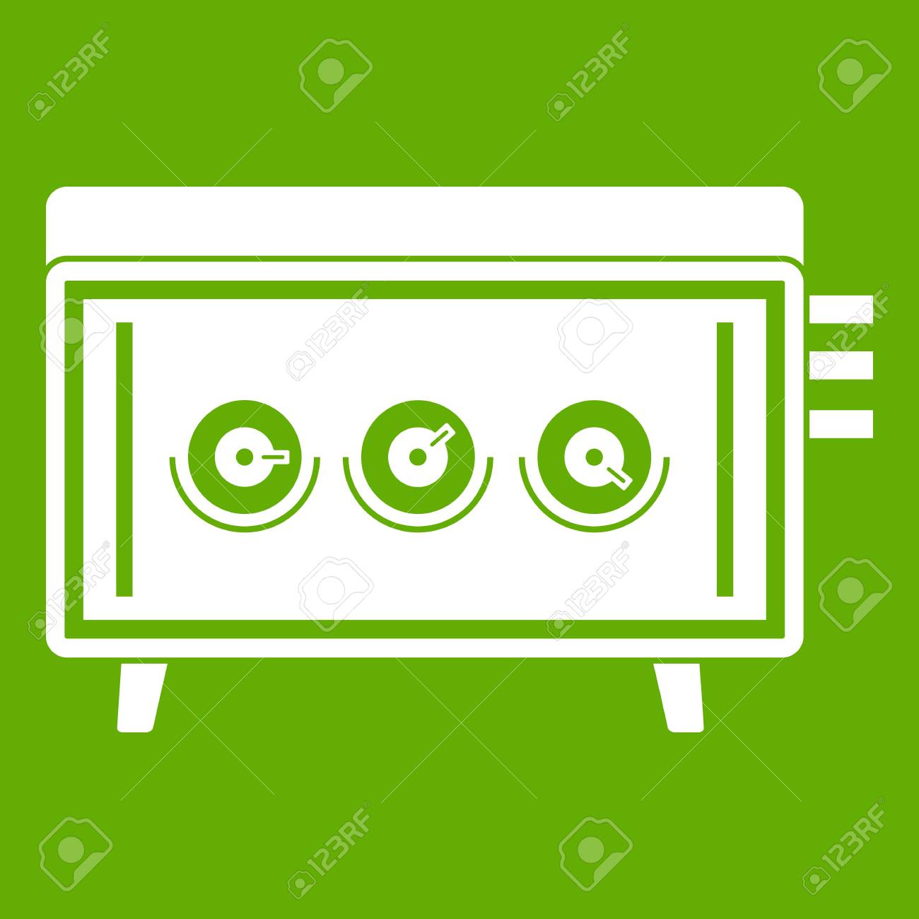 Cd チェンジャー アイコン白緑の背景に分離されました ベクトル図 のイラスト素材 ベクタ Image