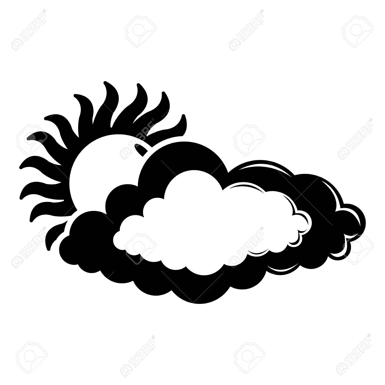 雲太陽アイコン シンプルな黒のスタイルのイラスト素材 ベクタ Image