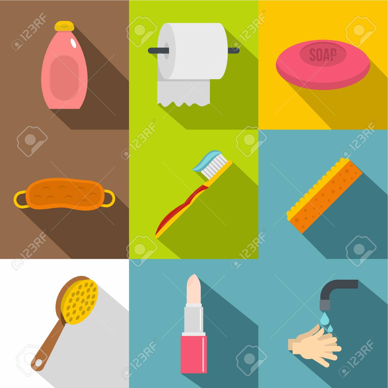 Meuble Salle De Bain Osier Gris ~ jeu d ic nes d accessoires de salle de bain ensemble de style plat Meuble Salle De Bain Osier Gris ~ jeu d ic nes d accessoires de salle de bain ensemble de style plat