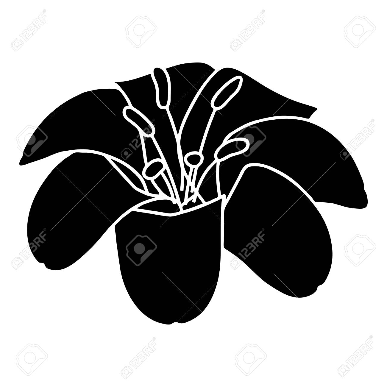 ユリの花のアイコン ウェブ用のユリフラワーベクターアイコンのシンプルなイラスト のイラスト素材 ベクタ Image