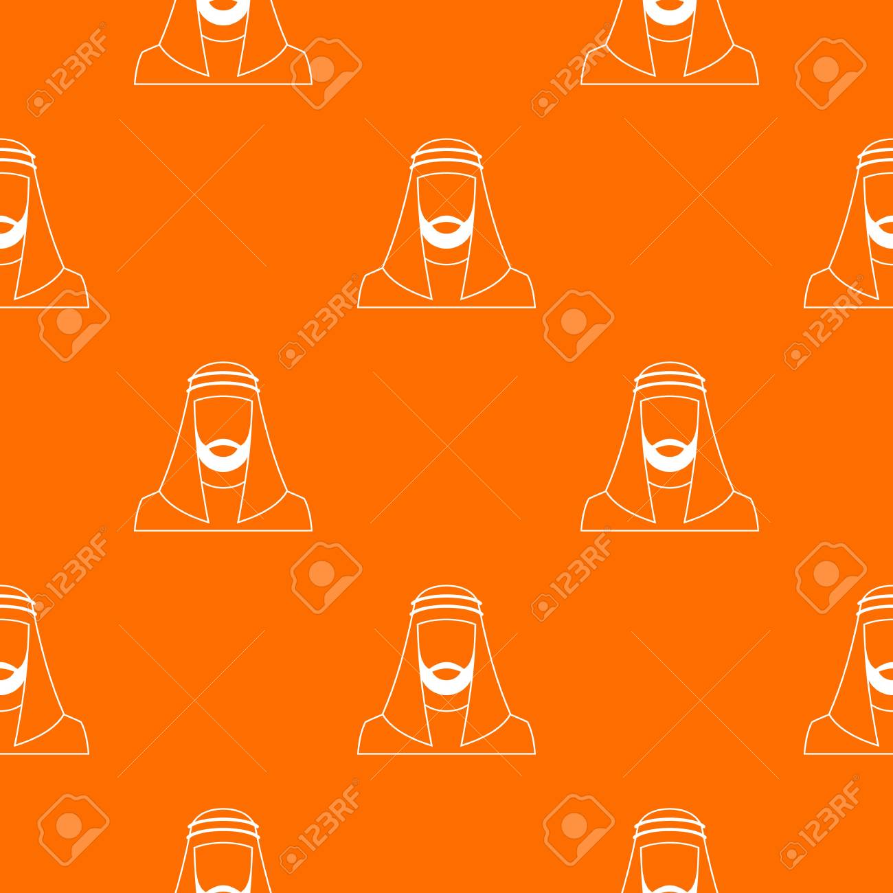 Arabic Man In Traditional Muslim Hat Pattern Repeat Seamless In Orange Color For Any Design Vector Geometric Illustration Royalty Free Cliparts Vectors And Stock Illustration Image 87235777