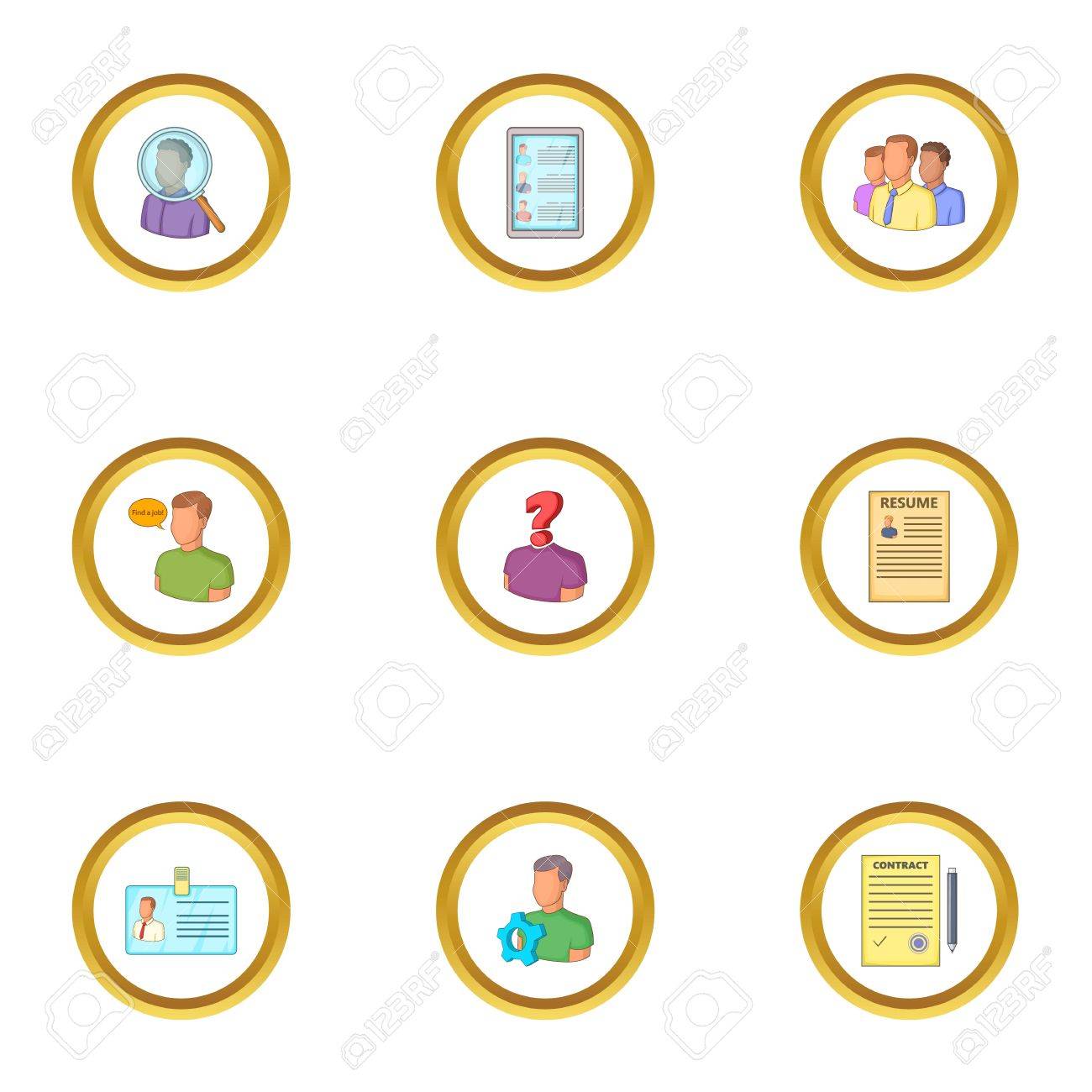 ハローワークのアイコンを設定 漫画のスタイル のイラスト素材 ベクタ Image