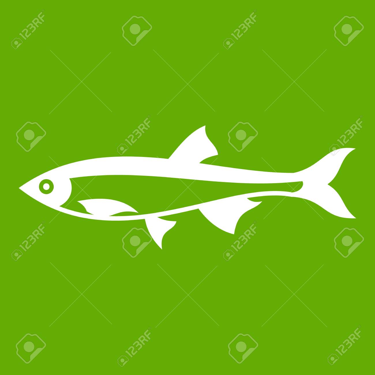 ニシン魚アイコン白緑の背景に分離されました ベクトル図のイラスト素材 ベクタ Image
