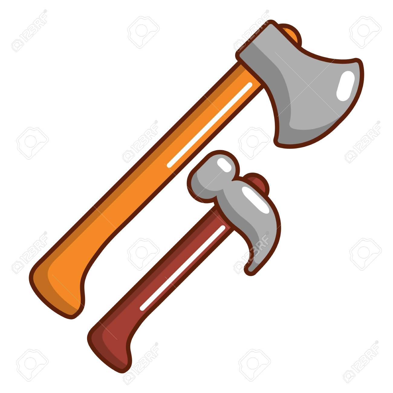 ハンマーと斧のアイコン 漫画のハンマーのイラストや Web 用のベクトルのアイコンを斧 のイラスト素材 ベクタ Image 6724