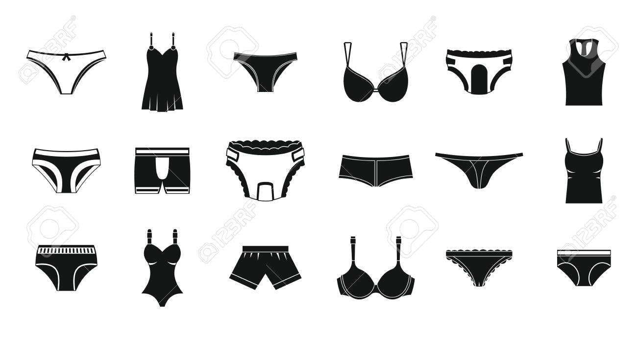 Conjunto De Iconos De Ropa Interior. Conjunto De Iconos De Vector De Ropa Interior Para Diseño Web Aislado Sobre Fondo Blanco Ilustraciones Svg, Clip Art Vectorizado Libre De Derechos. Image