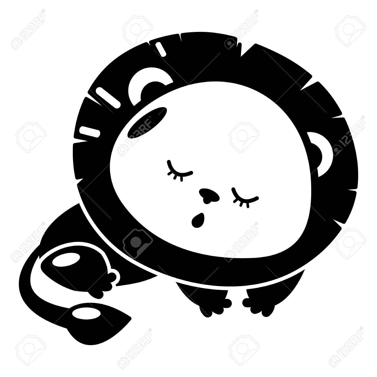 眠っているライオンのアイコン ウェブ用寝ているライオンベクトルアイコンの簡単なイラスト のイラスト素材 ベクタ Image