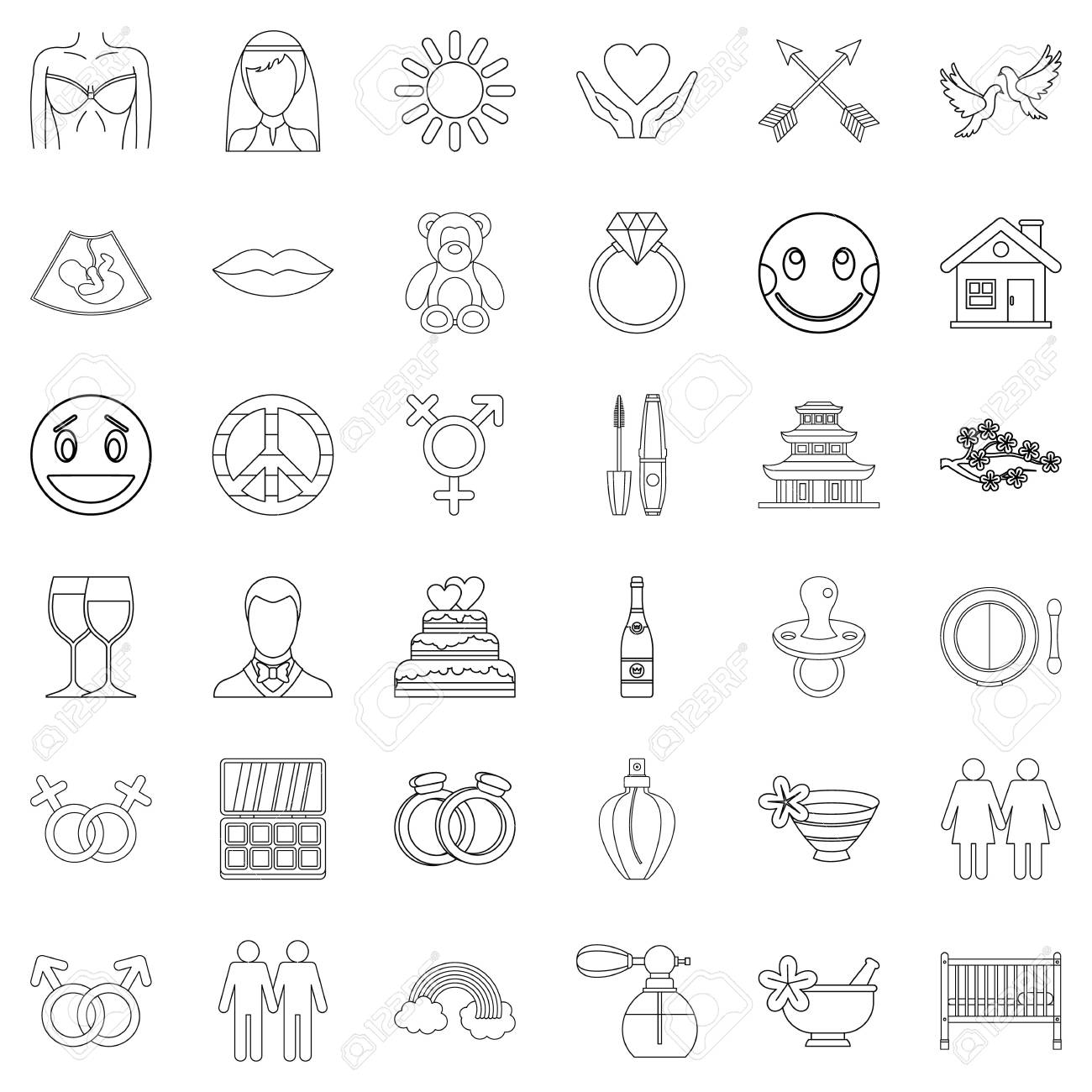 novel icons set outline style royalty free cliparts vectors and novel outline