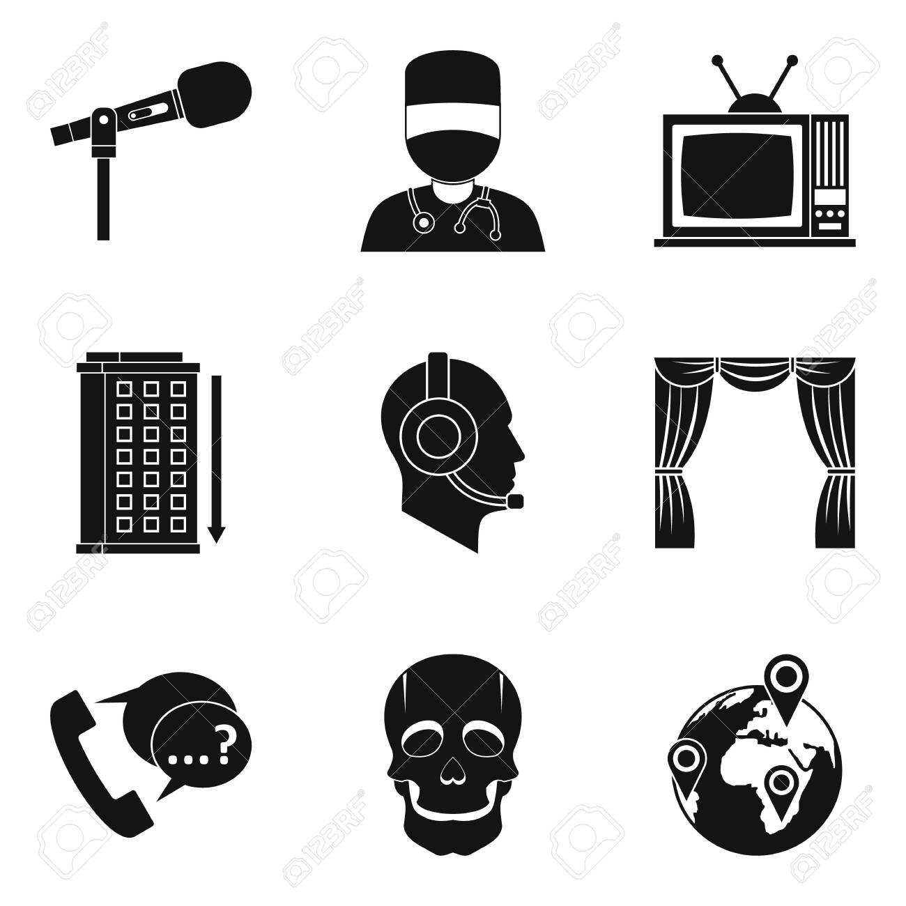 Conjunto De Icones Do Fone De Ouvido Conjunto Simples De 9 Icones De Vetor De Fone De Ouvido Para Web Isolado No Fundo Branco Ilustraciones Vectoriales Clip Art Vectorizado Libre De Derechos