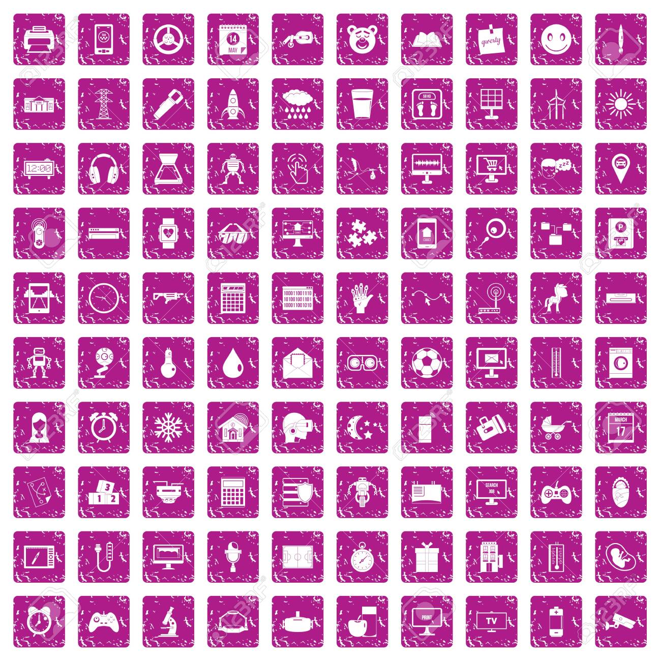 100 App Icons Set Grunge Pink Royalty Free Cliparts Vectors And Stock Illustration Image
