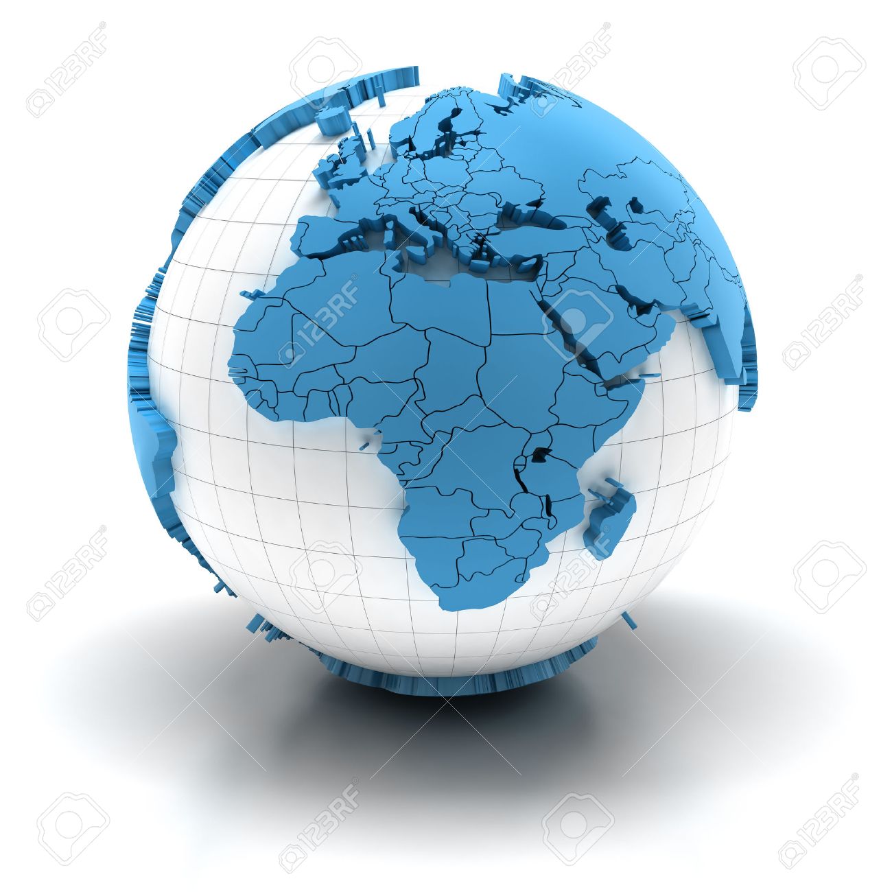 Globe with extruded continents and national borders, Europe and Africa region - 44129125 Globe with extruded continents and national borders, Europe and Africa region - 44129125