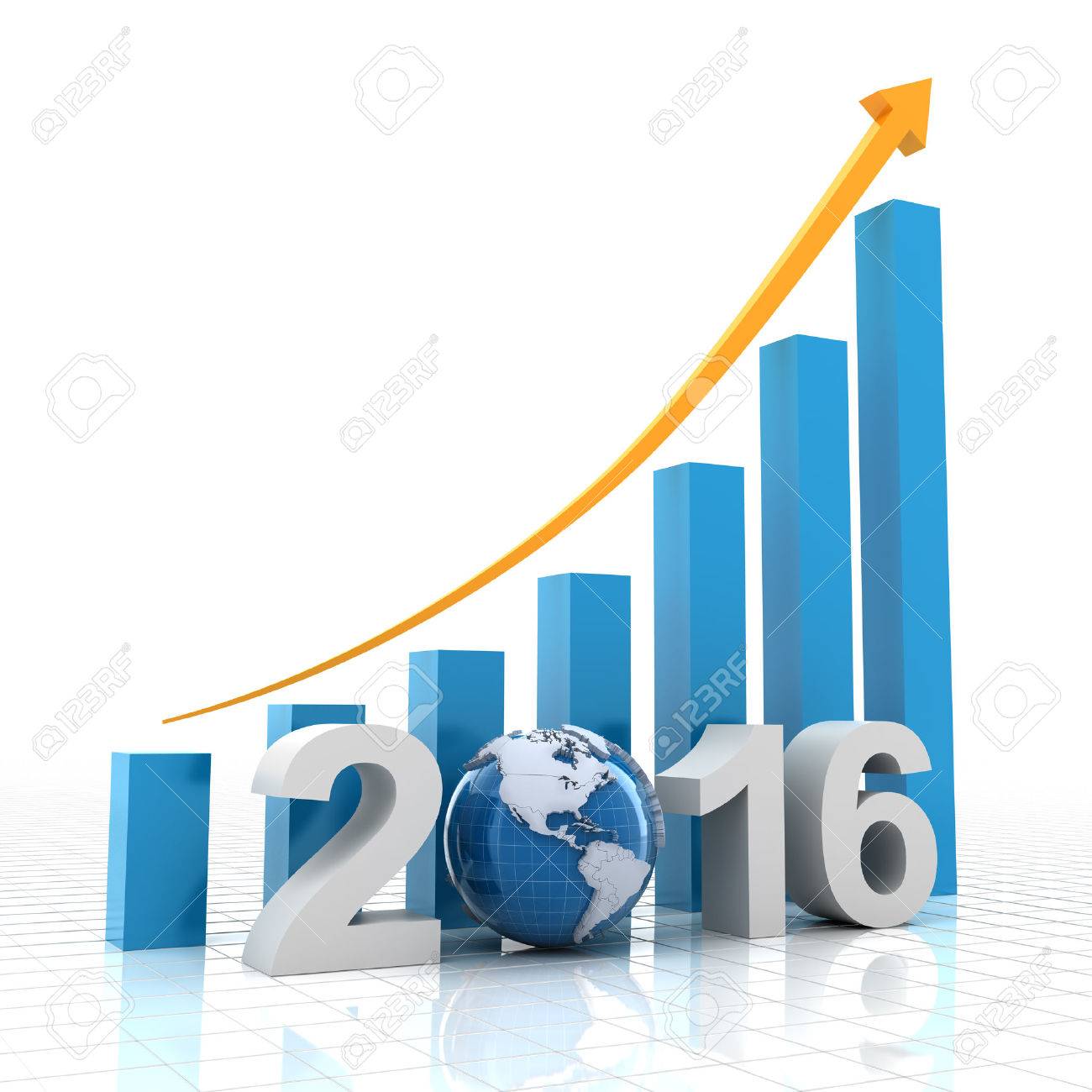 Chart for 2016 showing growing trend, 3d render - 45332767 Chart for 2016 showing growing trend, 3d render - 45332767