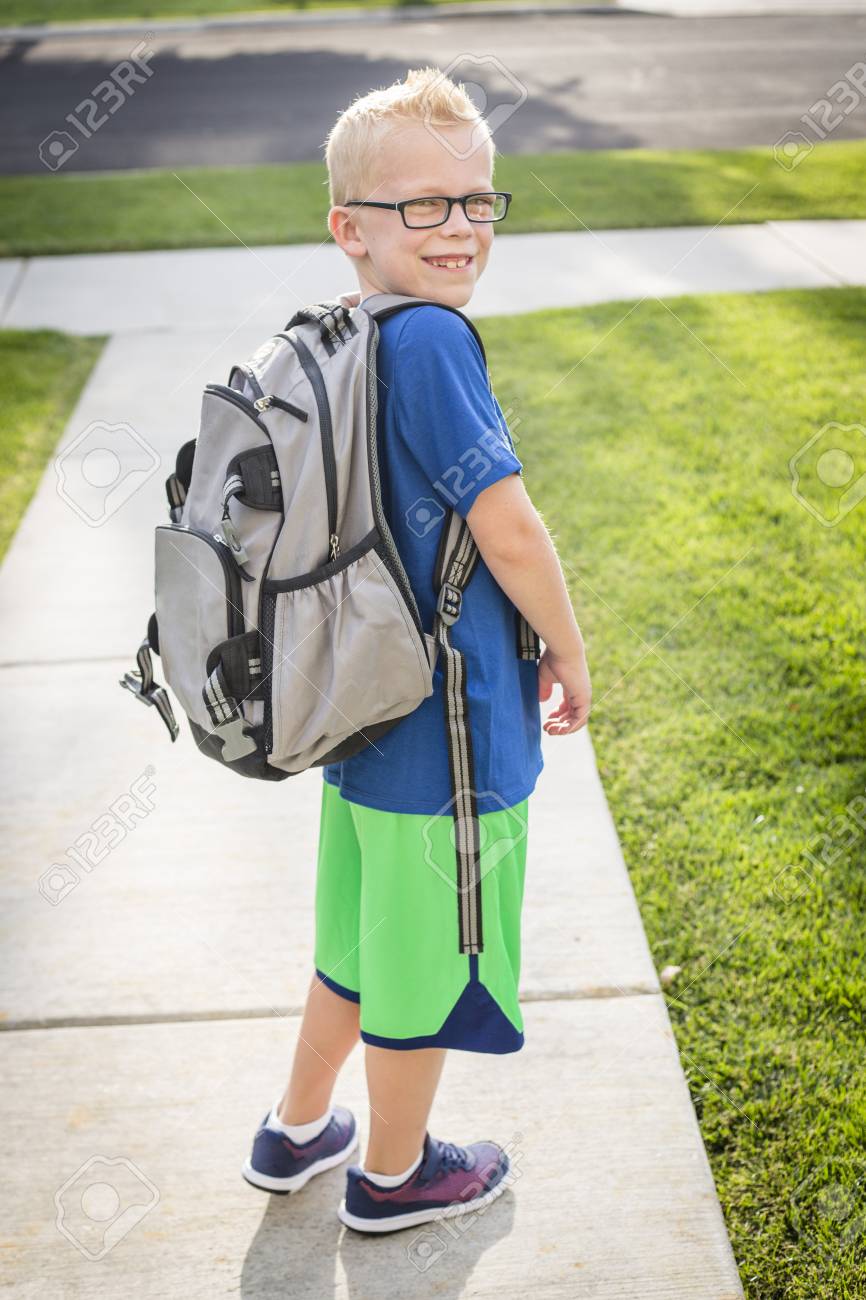 school kid with backpack
