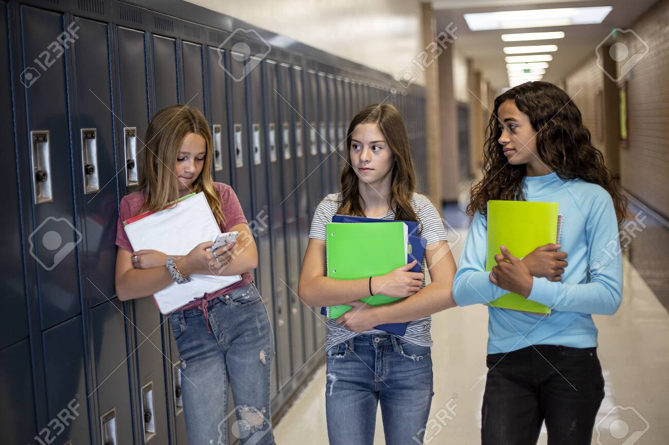 Candid girl at school