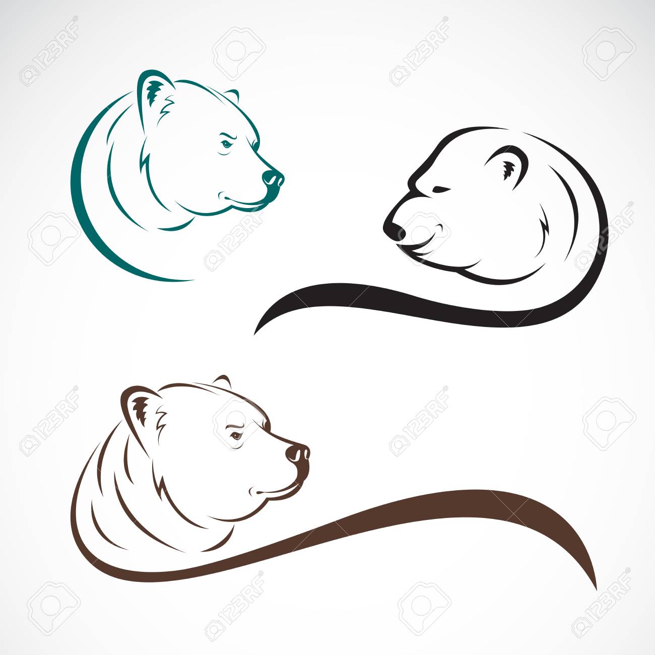 Download Group Of Bear Head Design On White Background Wild Animals Royalty Free Cliparts Vectors And Stock Illustration Image 108445722
