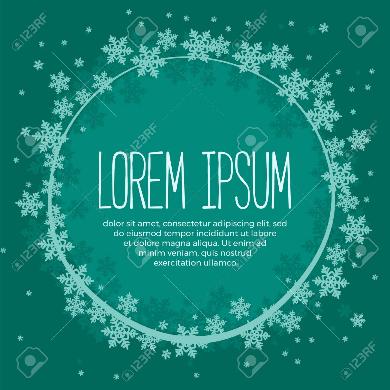 christmas banner template with snowflakes border on turquoise